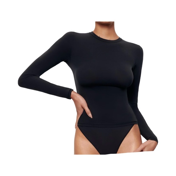 Skims Womens Fits Everybody Long Sleeve Tee In Onyx Size S NEW - Picture 2 of 11
